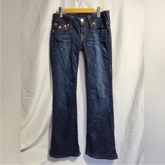 True Religion Women's Dark Blue Boots Cut Jeans Size 27X29 - Picture 2 of 6